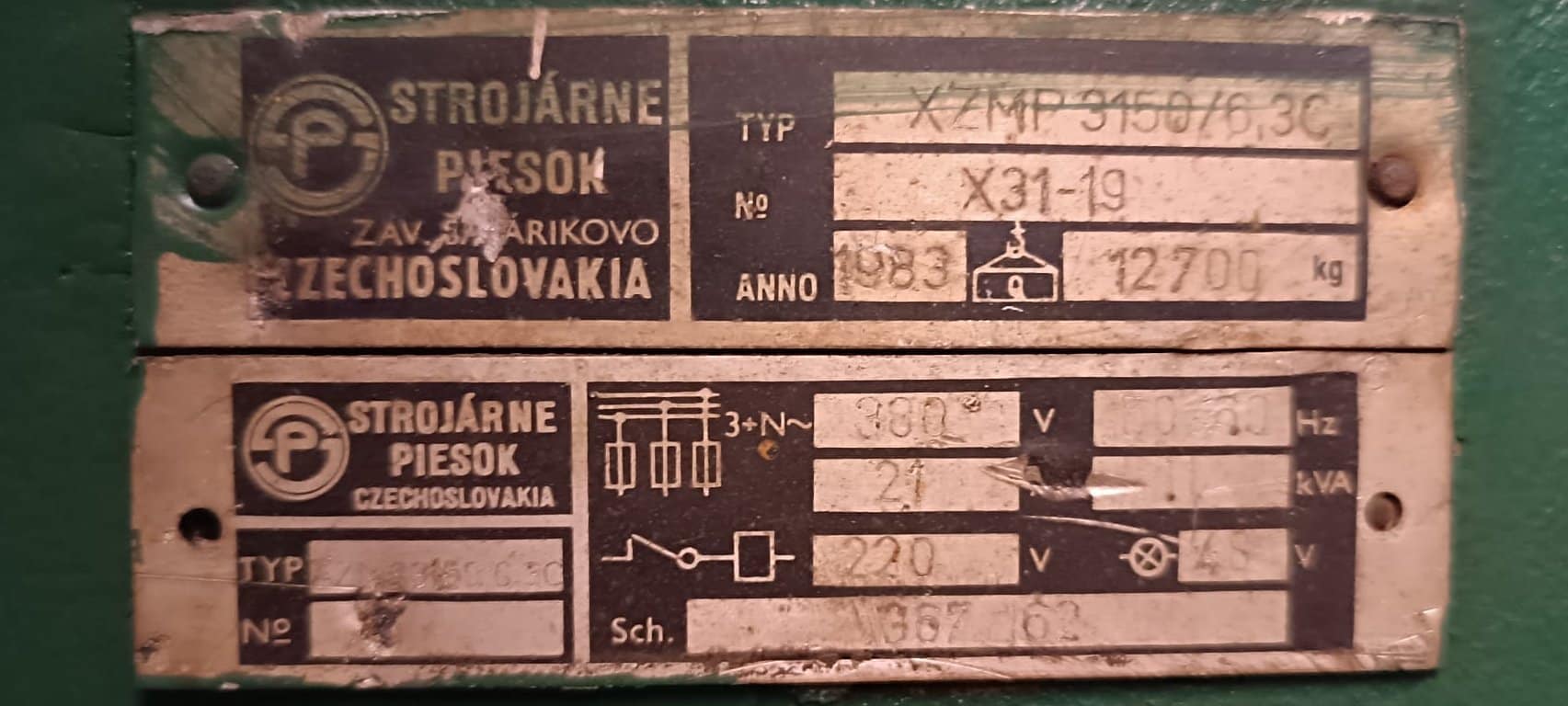 STROJARNE PIESOK XZMP 3150/6.3C