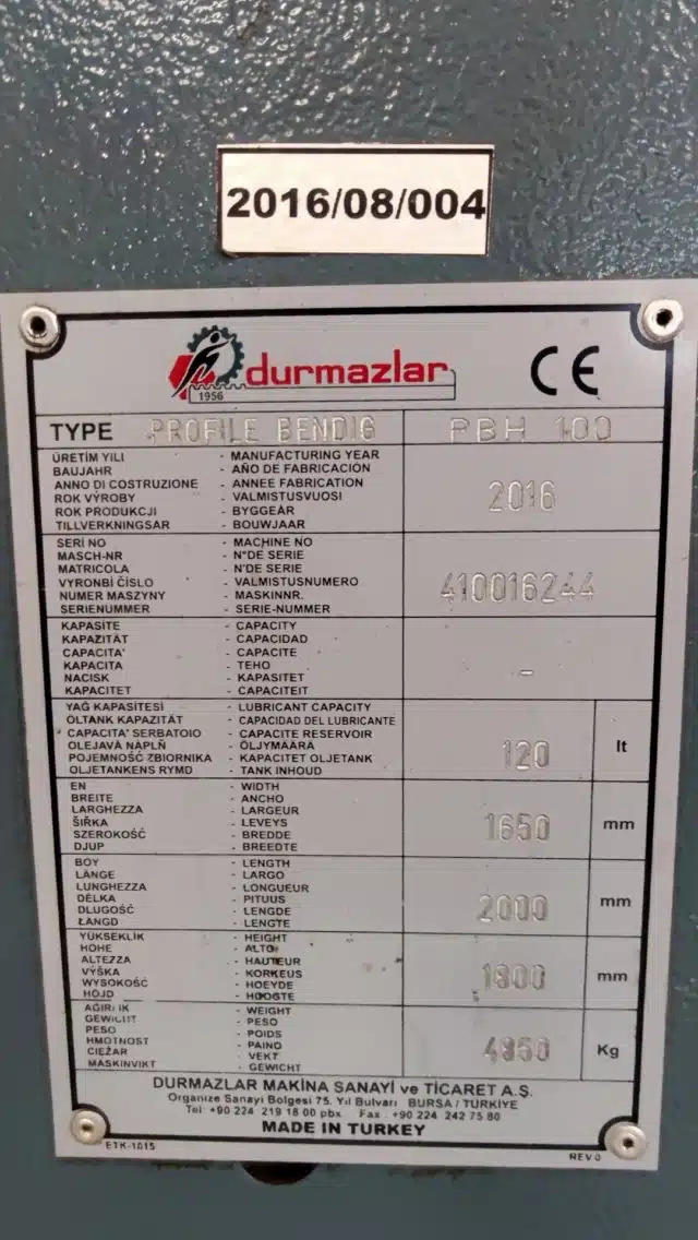 DURMA PBH 100