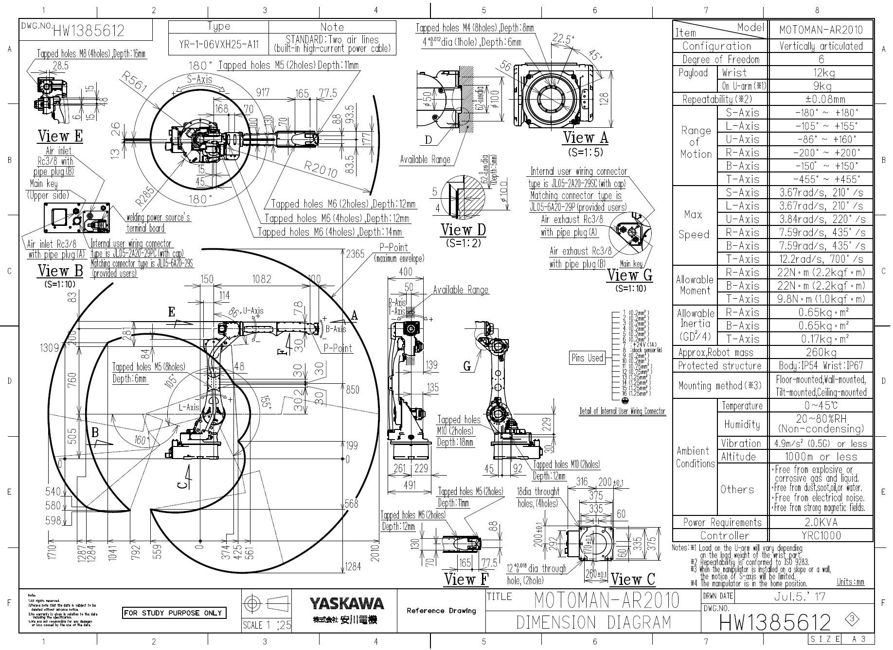 YASKAWA MOTOMAN AR 2010